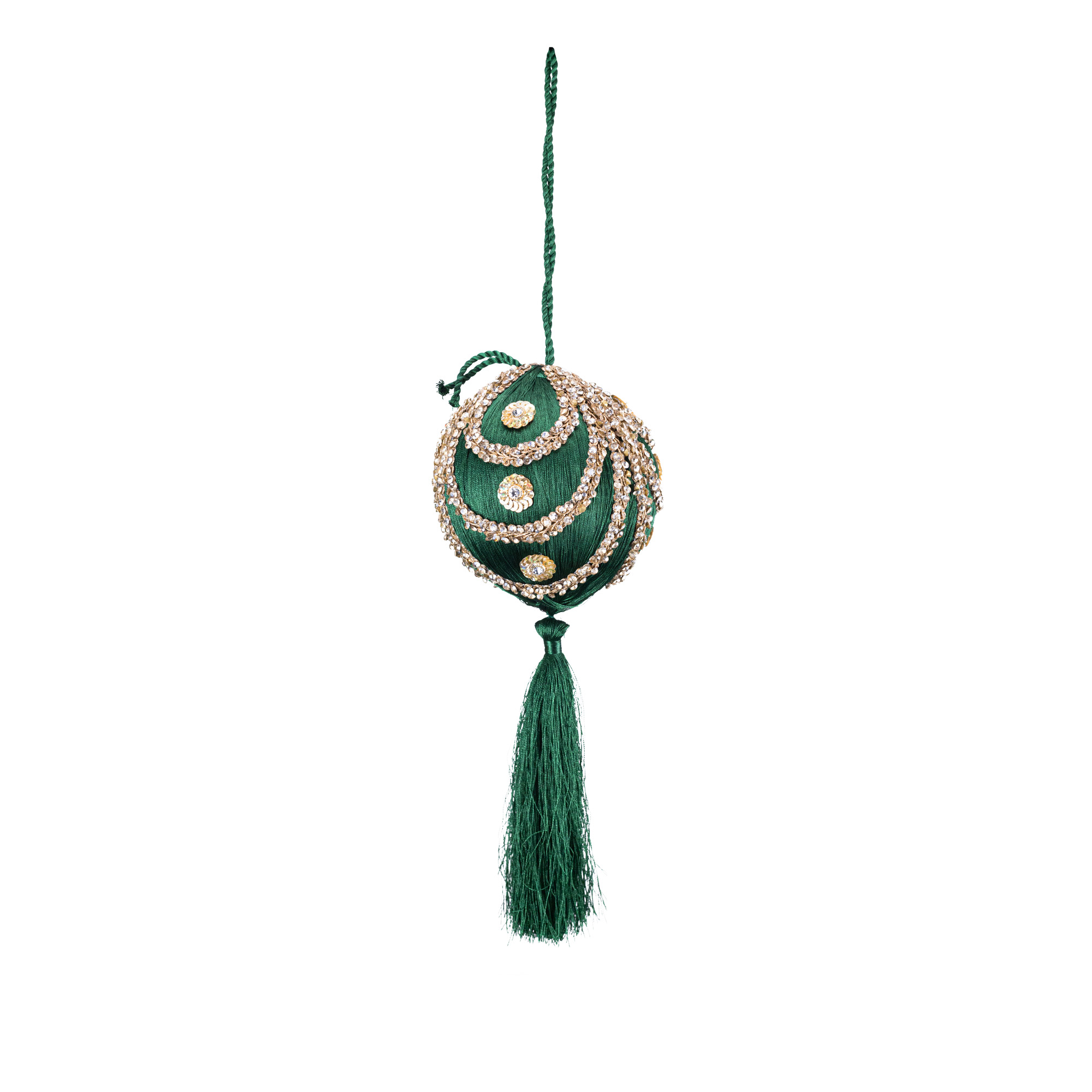 Silk christmas Ball and tassel, Green